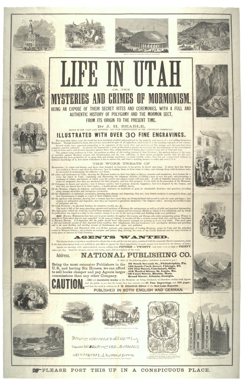Livet i Utah eller mormonismens mysterier och brott; som en avslöja deras hemliga riter och ceremonier, c.1870 av American School