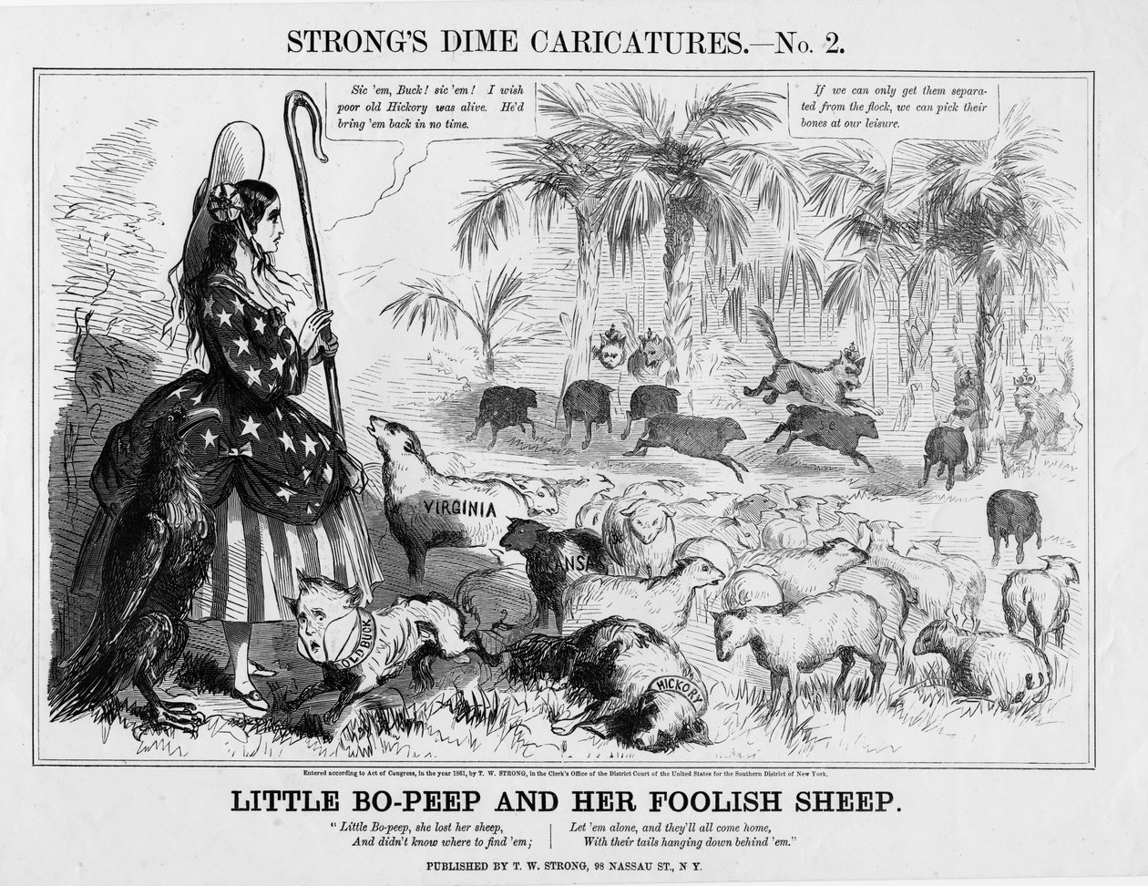 Little Bo-Peep och hennes dåraktiga får, utgiven av T W Strong, New York, 1861 av American School
