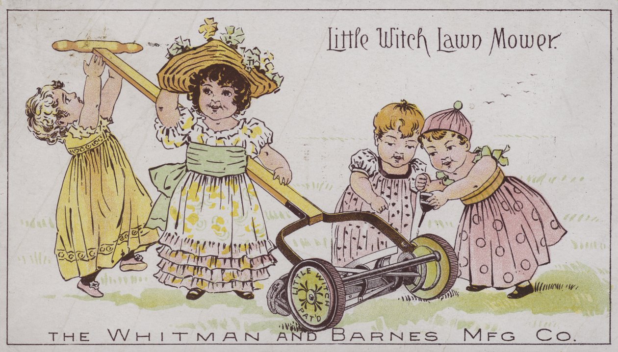 Lilla häxan gräsklippare (chromolitho) av American School
