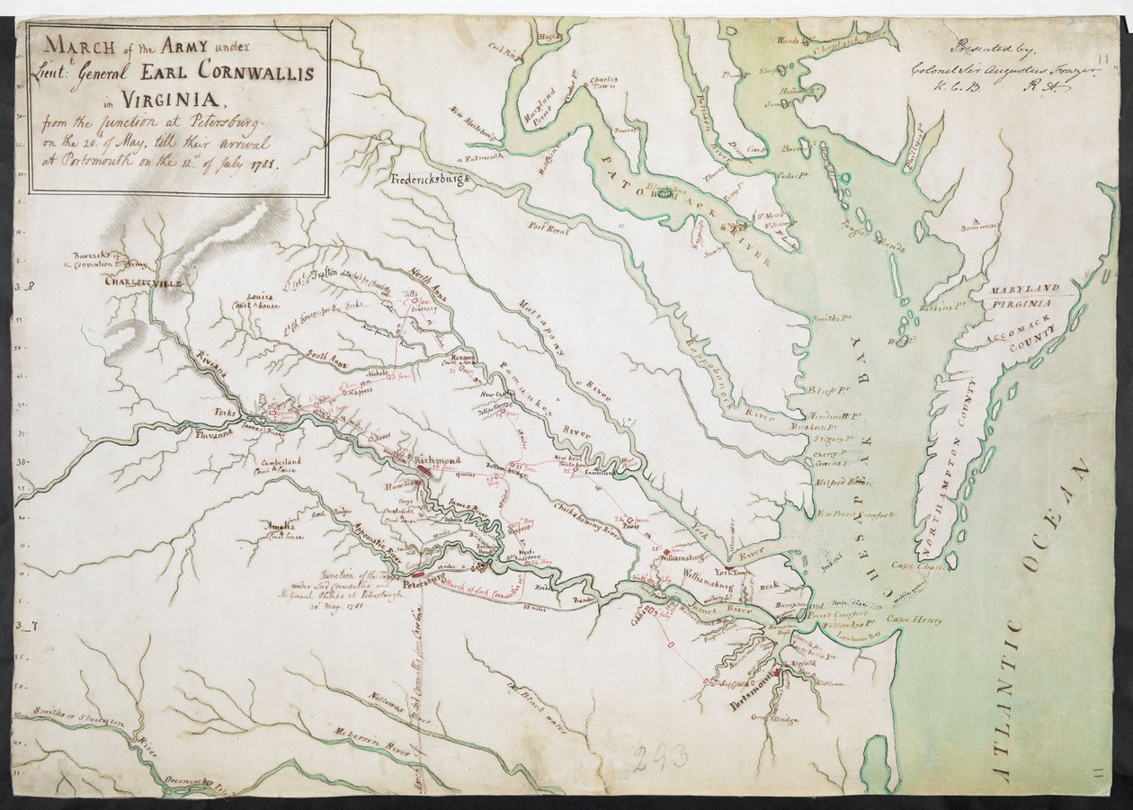 MARSCH för armén under generallöjtnant EARL CORNWALLIS i VIRGINIA, från sammanfogningen vid Petersburg den 20 maj till ankomsten till Portsmouth den 12 juli 1781 av American School