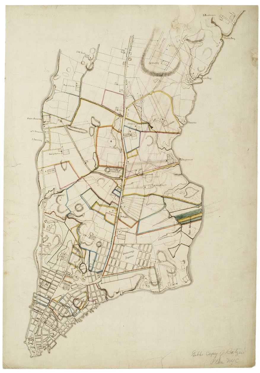 Manhattan Island cirka 1765-1770 från batteriet till ovanför Turtle Bay, 1845 av American School