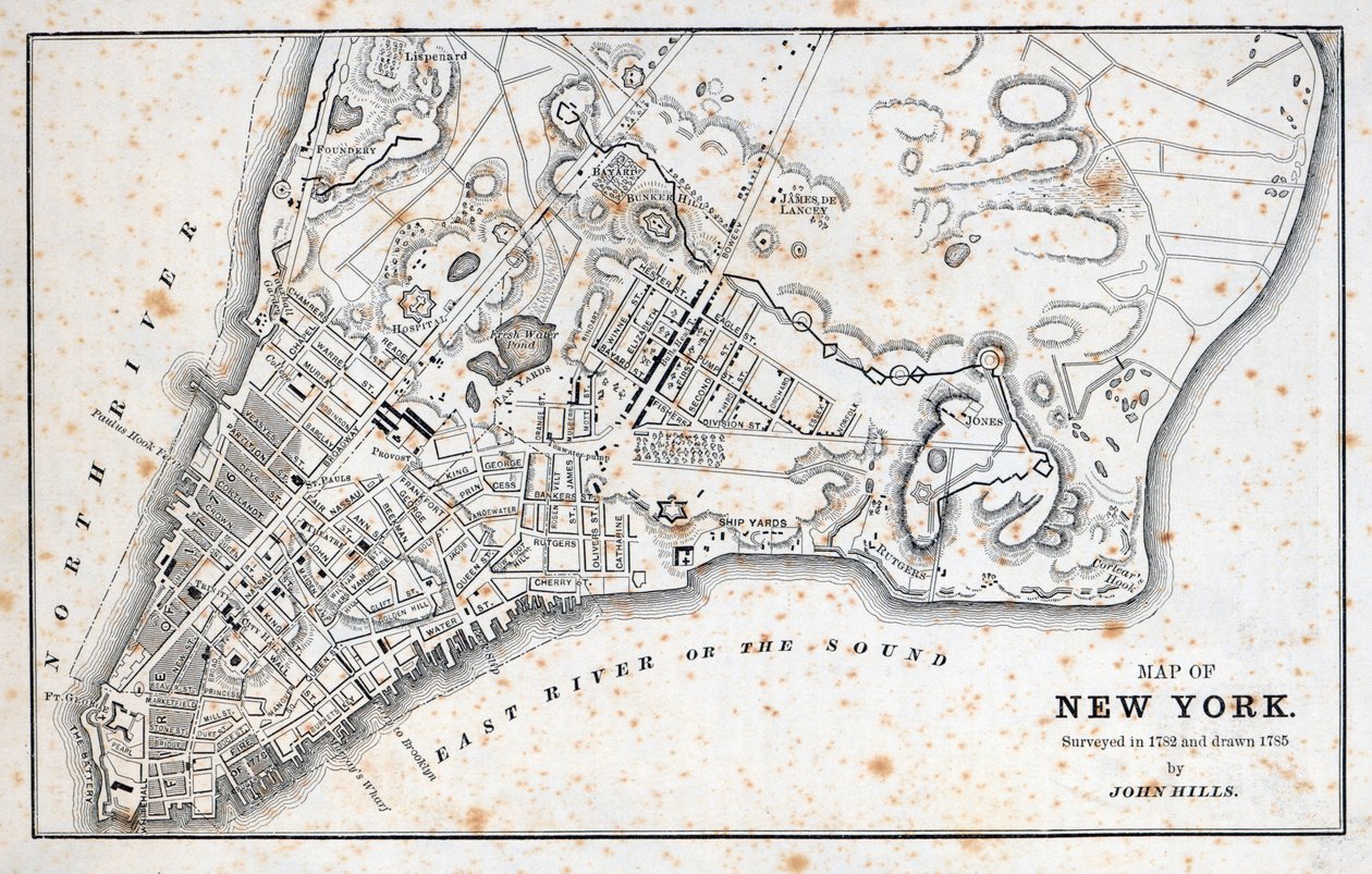 Karta över New York (litho) av American School