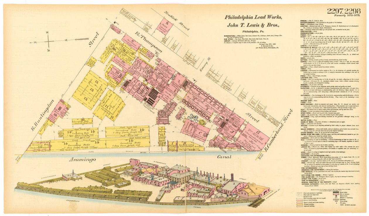 Karta över Philadelphia Lead Works, 1889 av American School