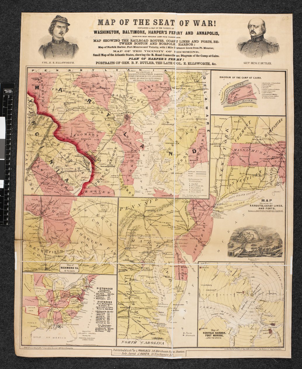 Karta över krigets säte. Innehåller en karta över närheten av Washington, Baltimore, Harper