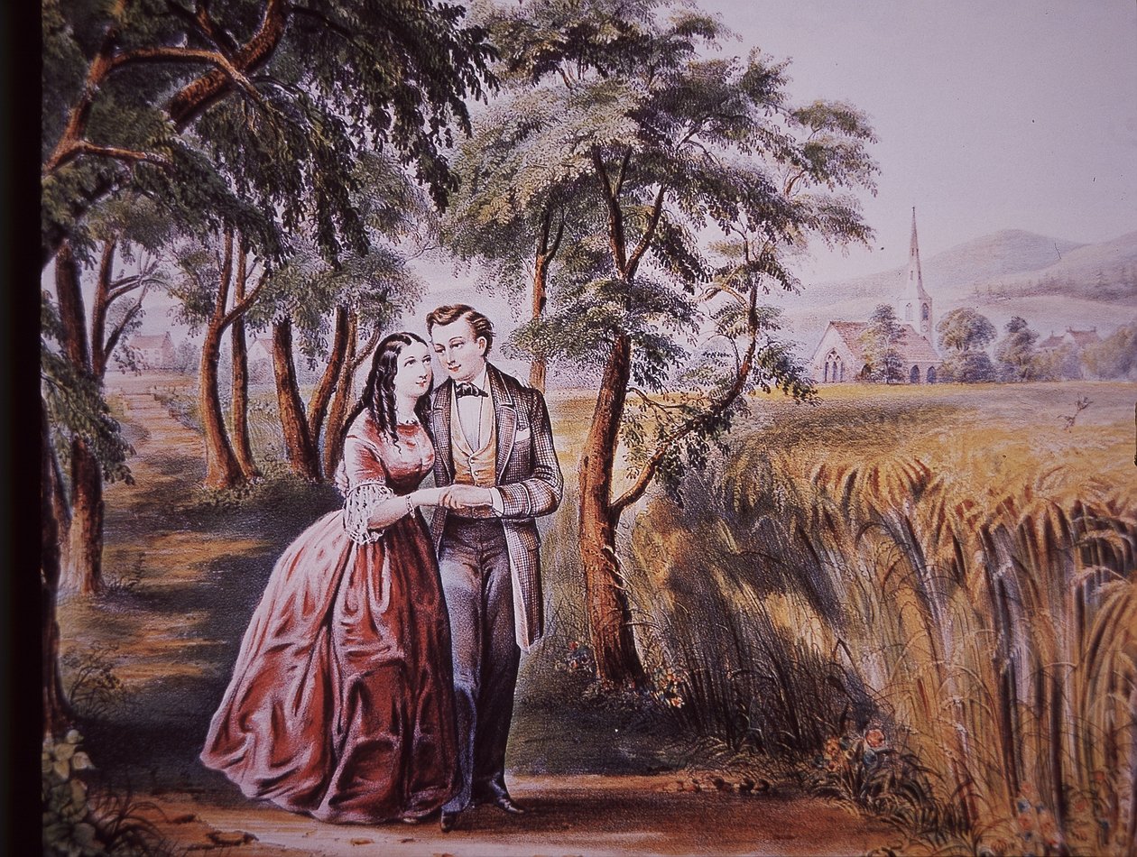 Giftermål, tidigt 1800-tal (färg litho) av American School