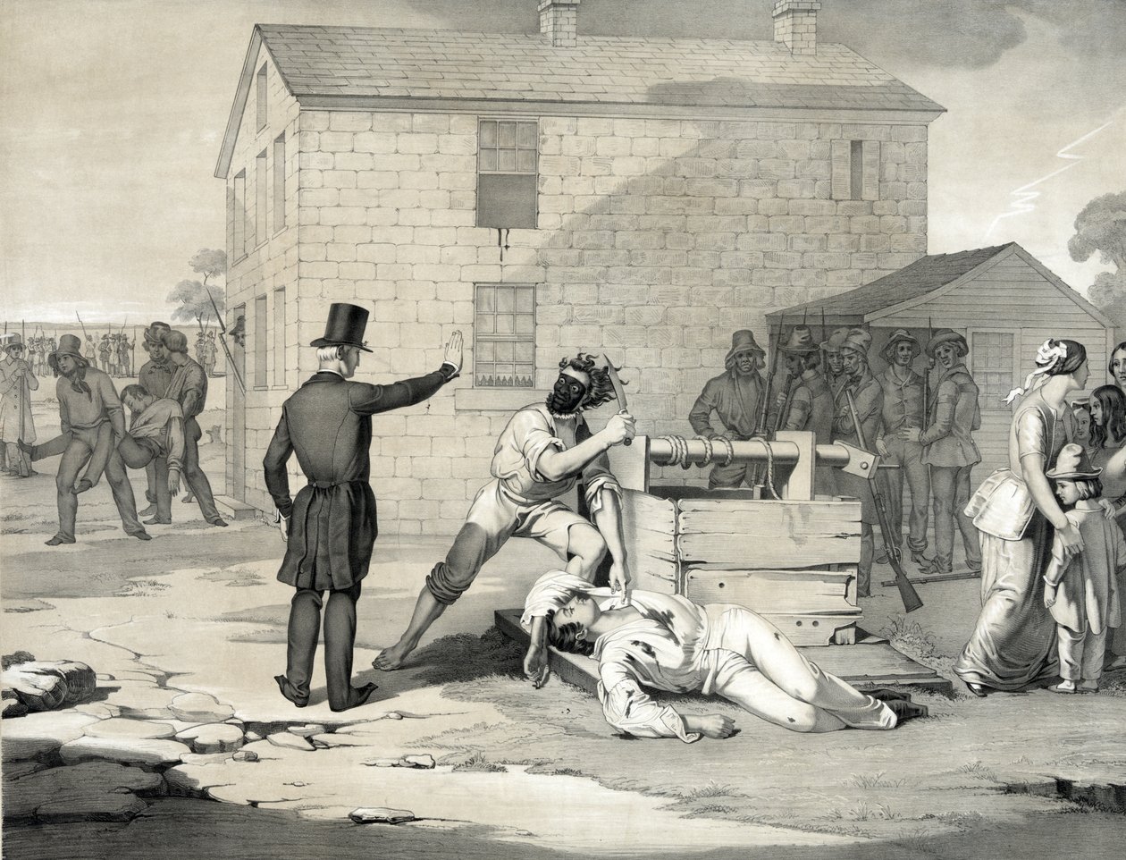 Joseph och Hyrum Smiths martyrskap i Carthage-fängelset, 27 juni 1844, 1851 av American School