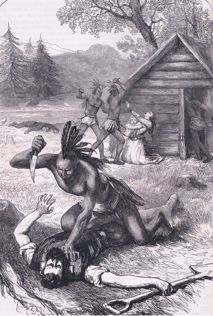 Massaker av bosättarna, illustration från Cassell