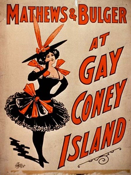 Mathews och Bulger på Gay Coney Island (färg litho) av American School