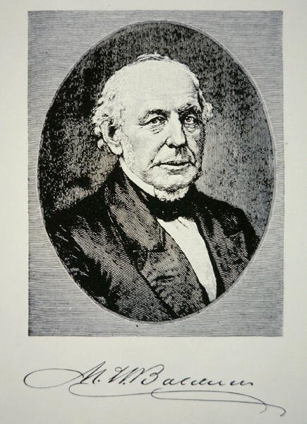 Matthias William Baldwin (1795-1866) grundare av Baldwin Locomotive Works 1831 (litografi) av American School