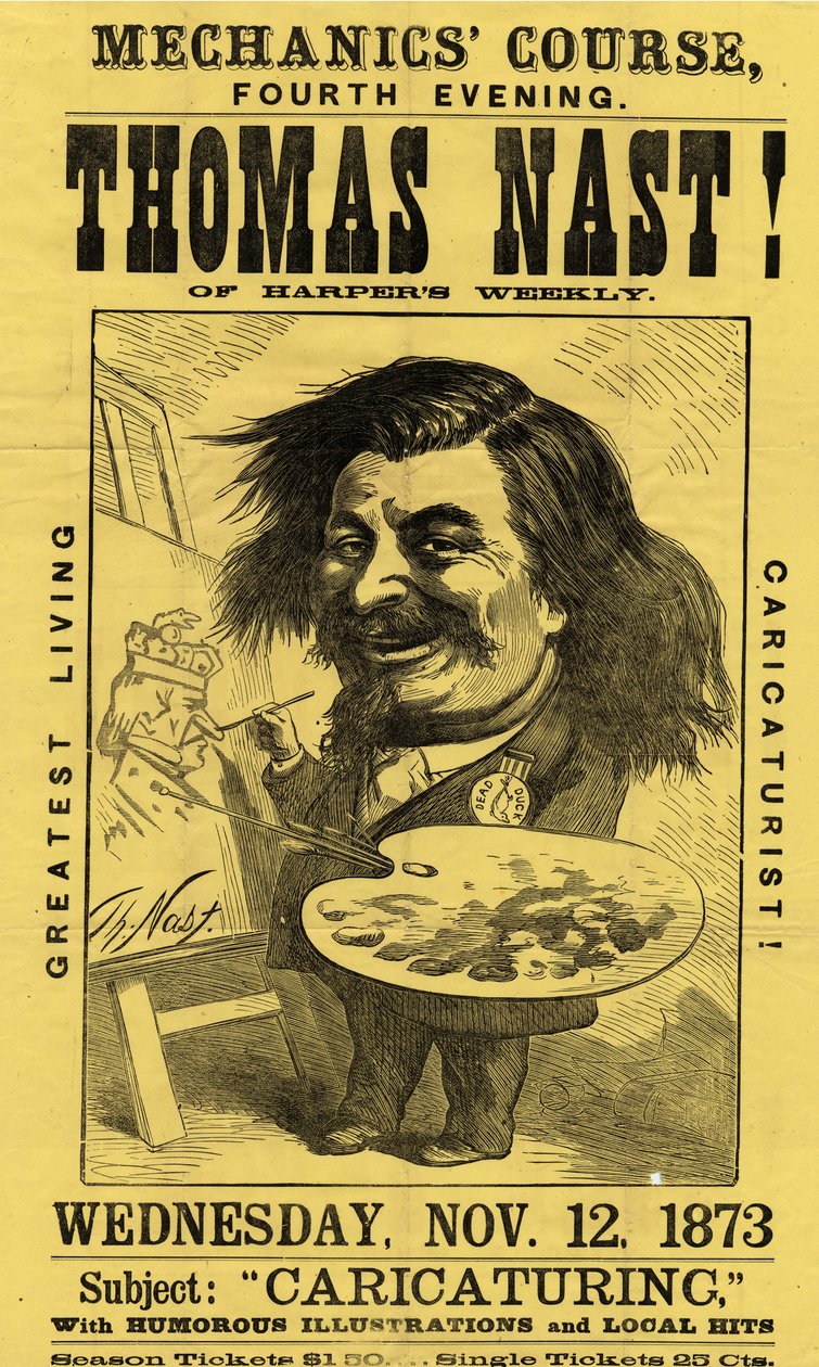 Mekanikerkurs, fjärde kvällen. Thomas Nast!, utgiven av Currier & Ives, 1873 av American School