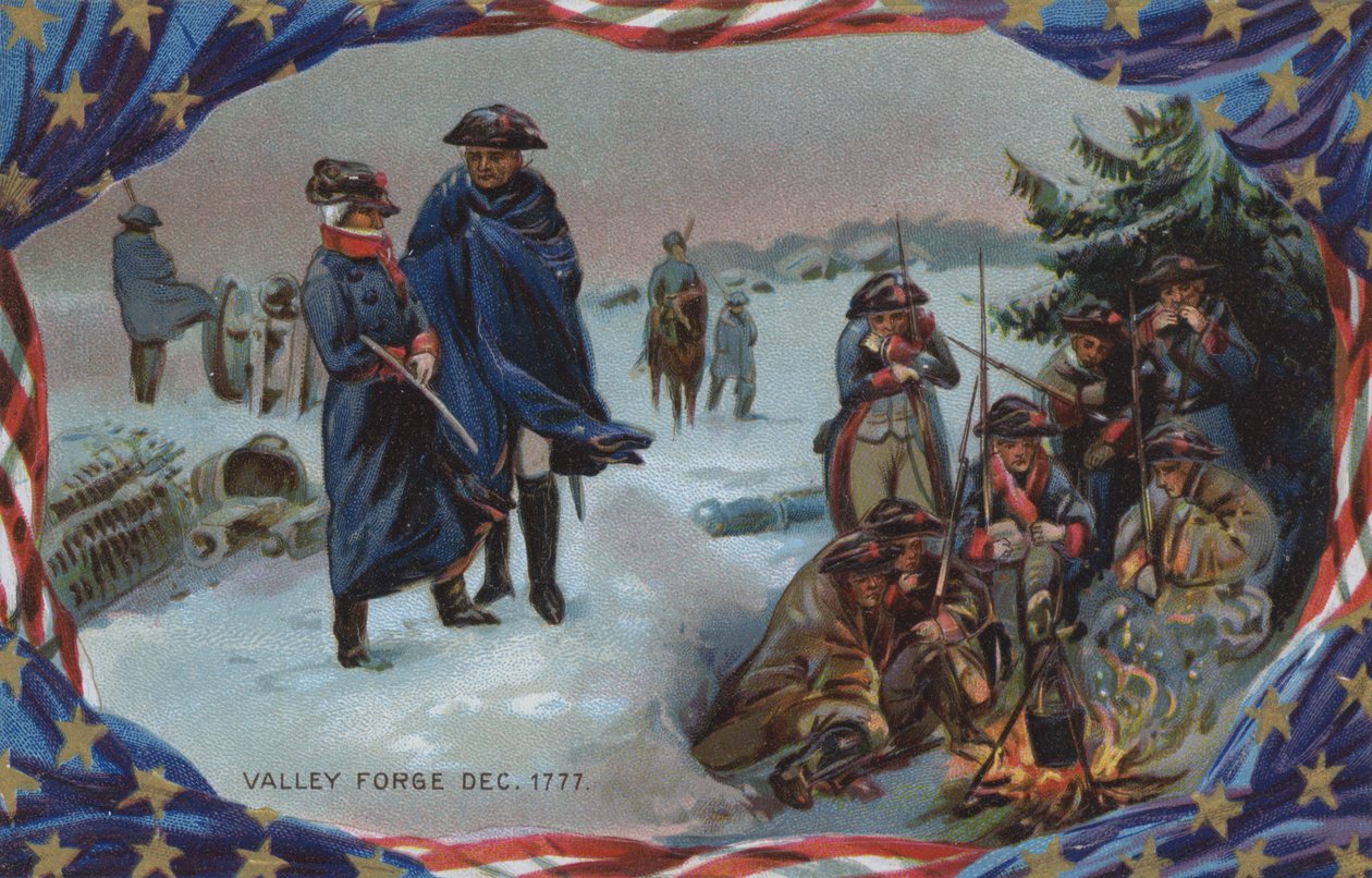 Memorial Day-kort, Valley Forge, december 1777 (färglitografi) av American School
