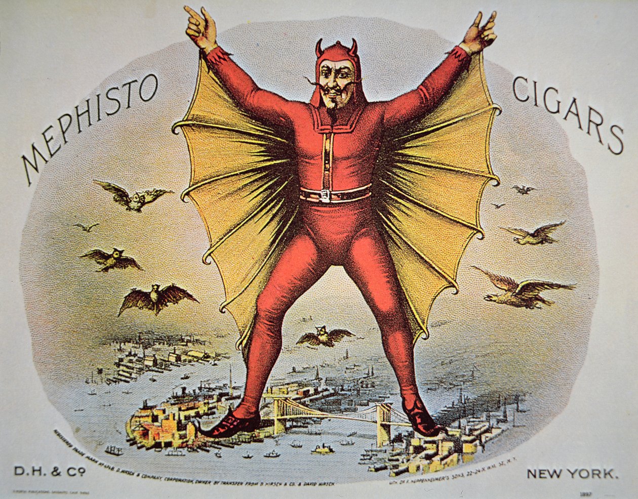 Mephisto Cigars etikett, tryckt av F. Heppenheimer