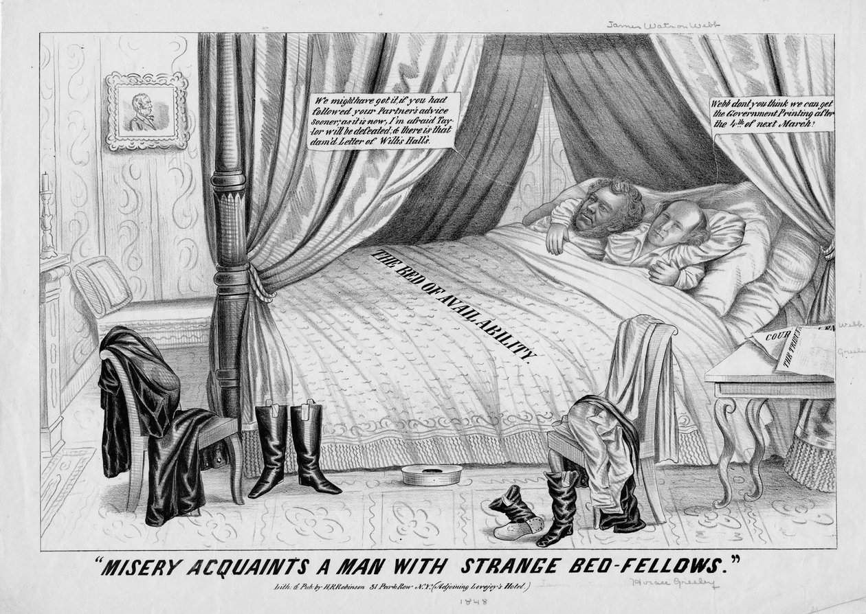Misär bekantar en man med konstiga sängkamrater, publicerad av H R Robinson, New York, 1848 av American School