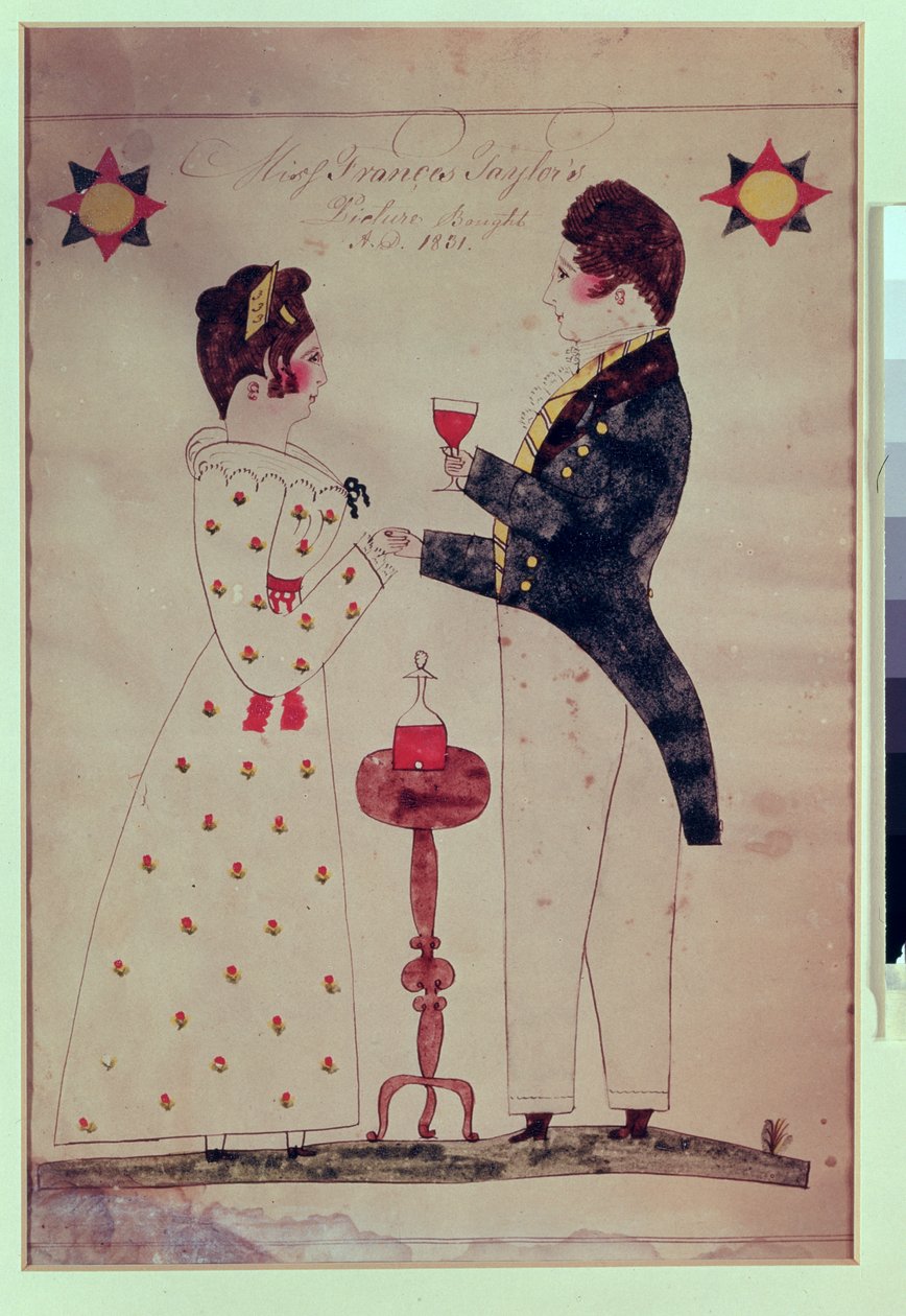 Miss Francis Taylor och fästman, 1831 (wc på papper) av American School