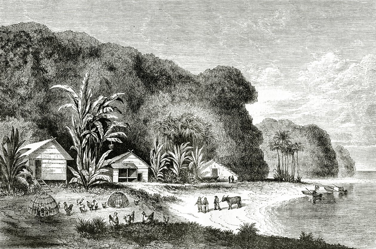 Saigonflodens mynning, illustration från ett besök i Saigon av Walter Rose, publicerad i Appletons Journal, 4 maj 1872 av American School