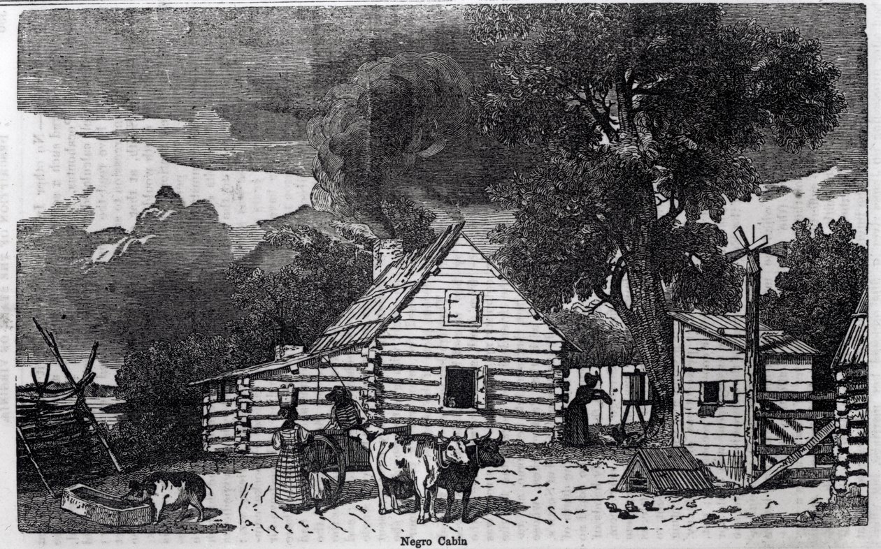 Negro Cabin, från "A Pictorial Description of the United States", av Sear av American School