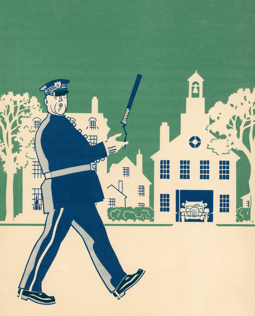 Polis i grannskapet på sin runda av American School