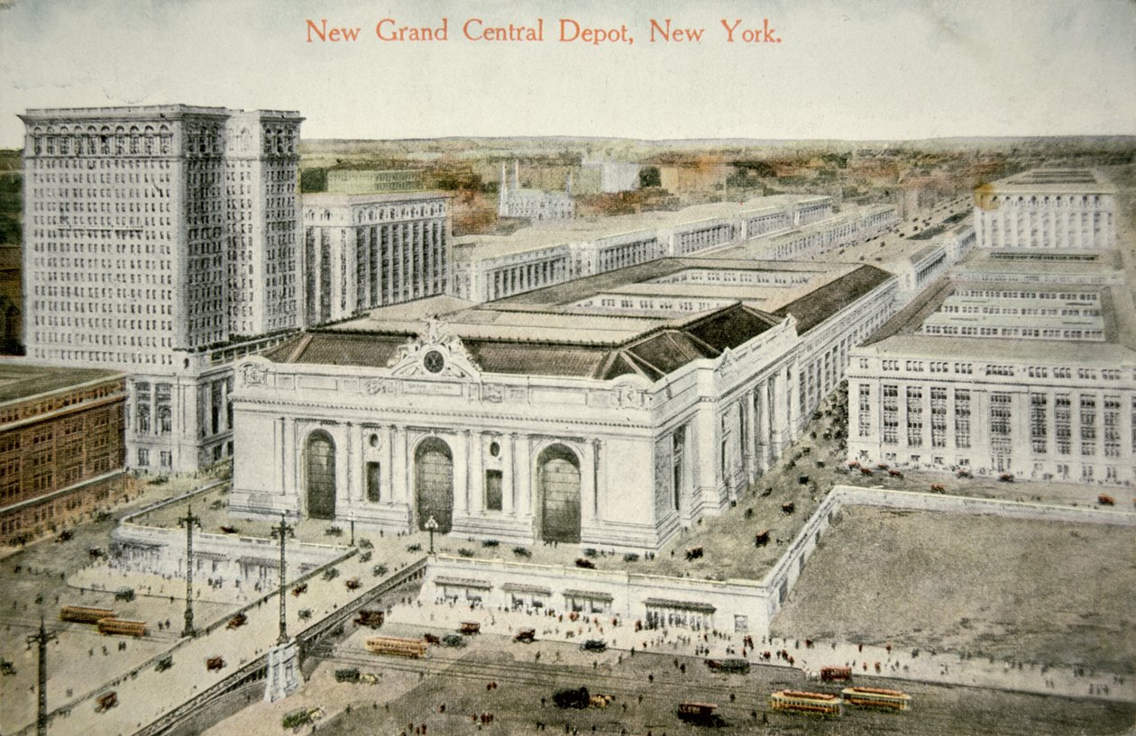 New Grand Central Depot, New York, ca 1905 (lito i färg) av American School
