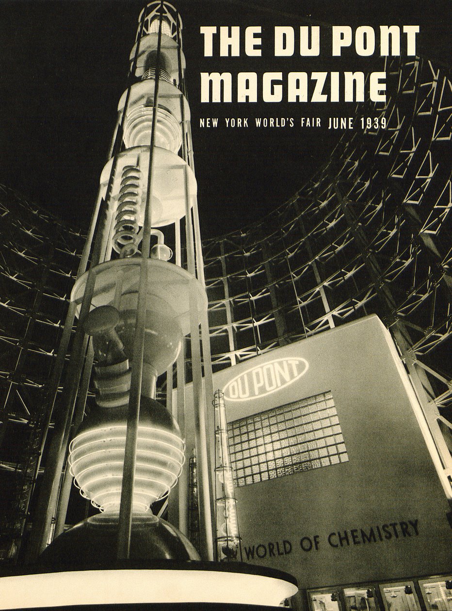 New York Worlds Fair, framsidan av DuPont Magazine, juni 1939 av American School