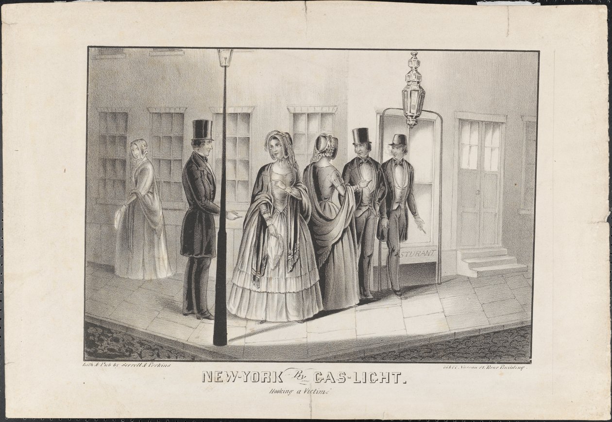 New York av Gas Light, Hooking a Victim, c.1850 av American School