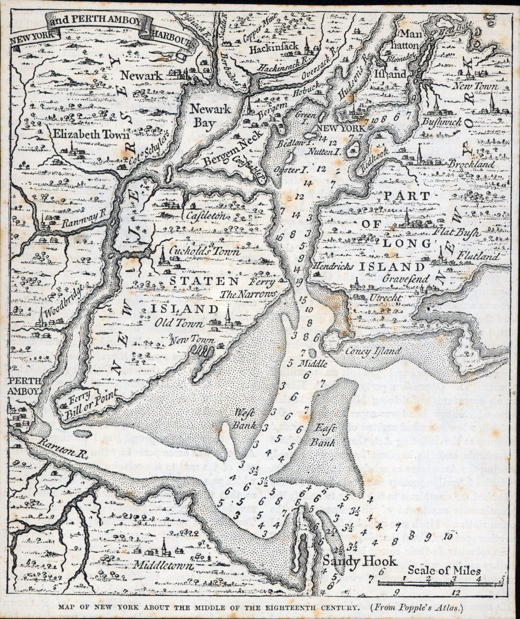 New York i mitten av 1700-talet (litho) av American School