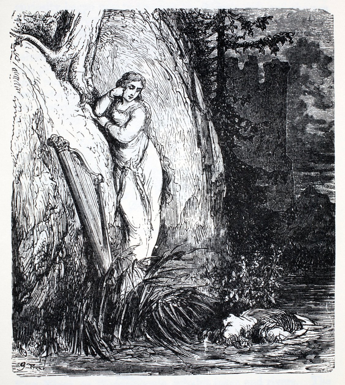 Nixes, från The World Guide to Gnomes, Fairies, Alves and Other Little People av Thomas Keightley (1789-1872) Publicerad 1880, (BW Engraving) av American School