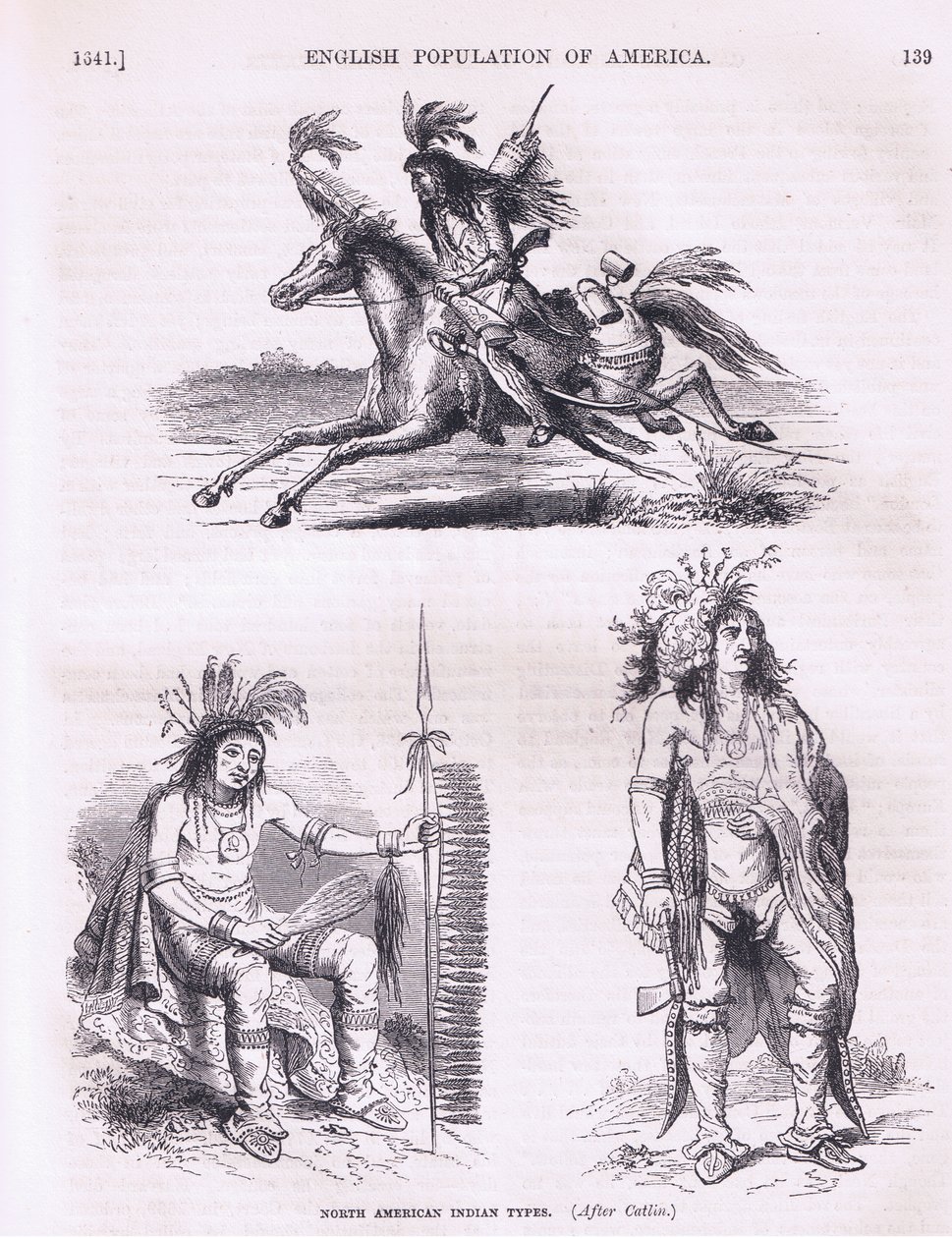 Nordamerikanska indiantyper (1640-tal), illustration från Cassells History of the United States pub. av Petter & Galpin c.1890 av American School