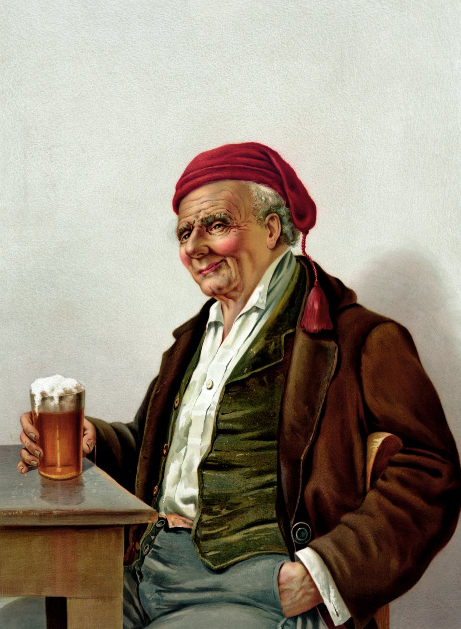 Gubben med en öl på en pub av American School