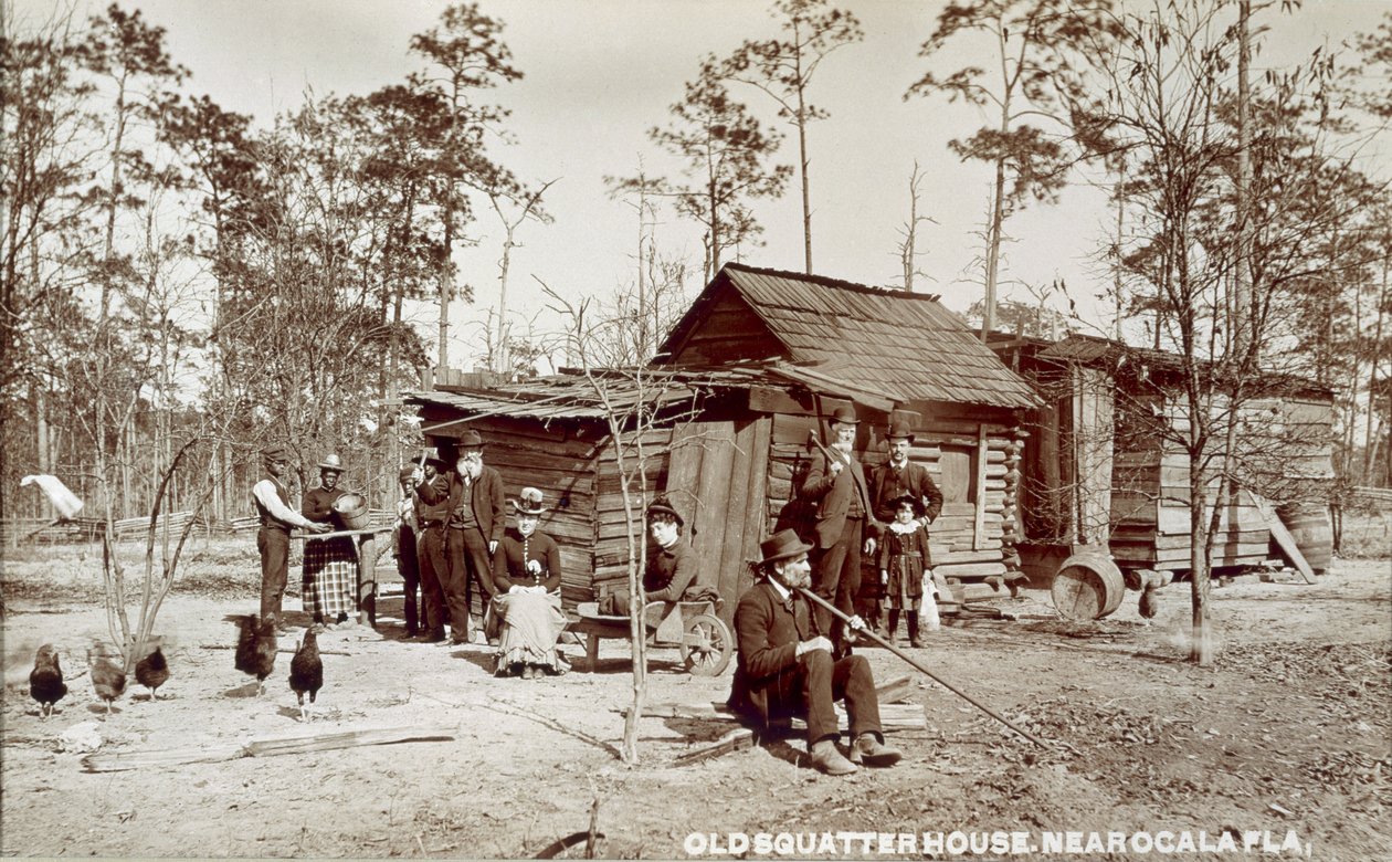 Old Squatter House nära Ocala, Florida, ca 1880-talet av American School