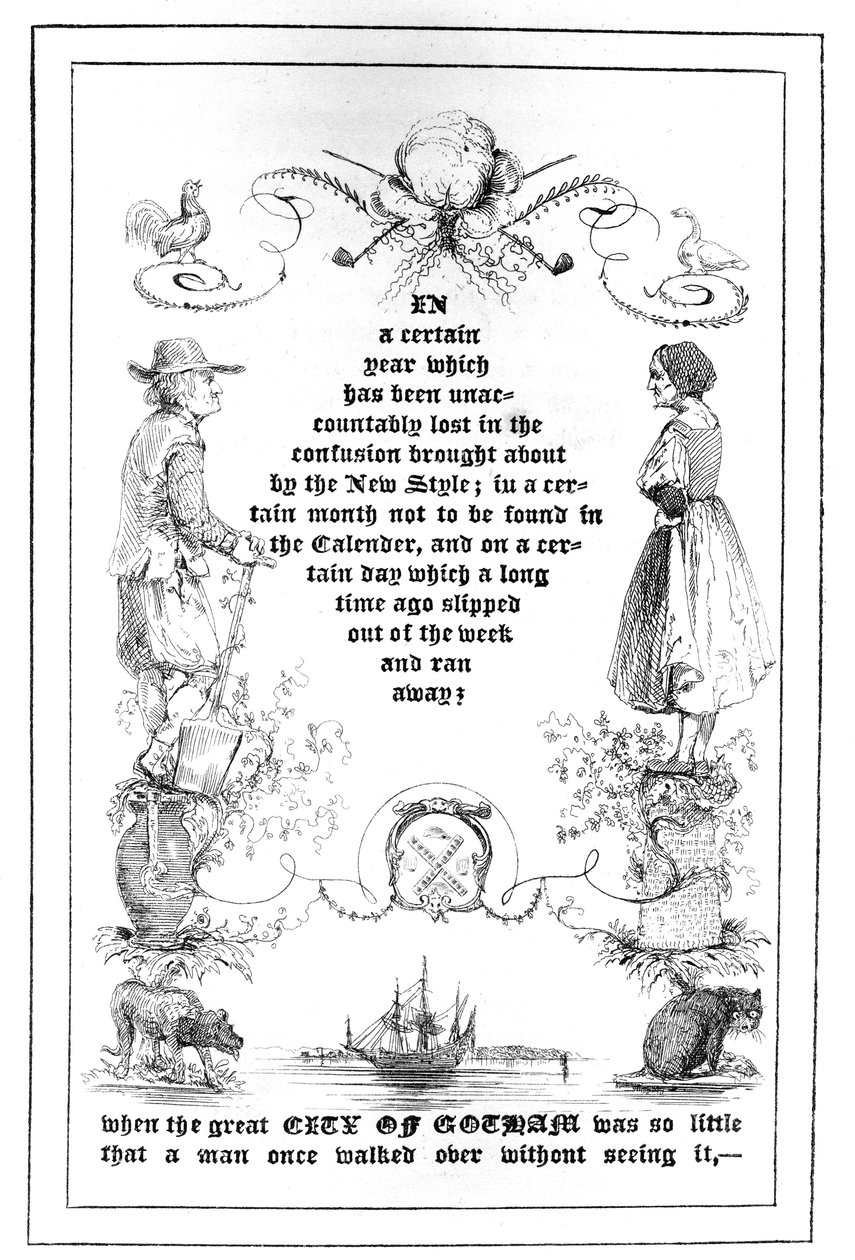 Inledande sida av Den namnlösa gamla kvinnan, från A Christmas Gift from Fairy Land, 1838 av American School