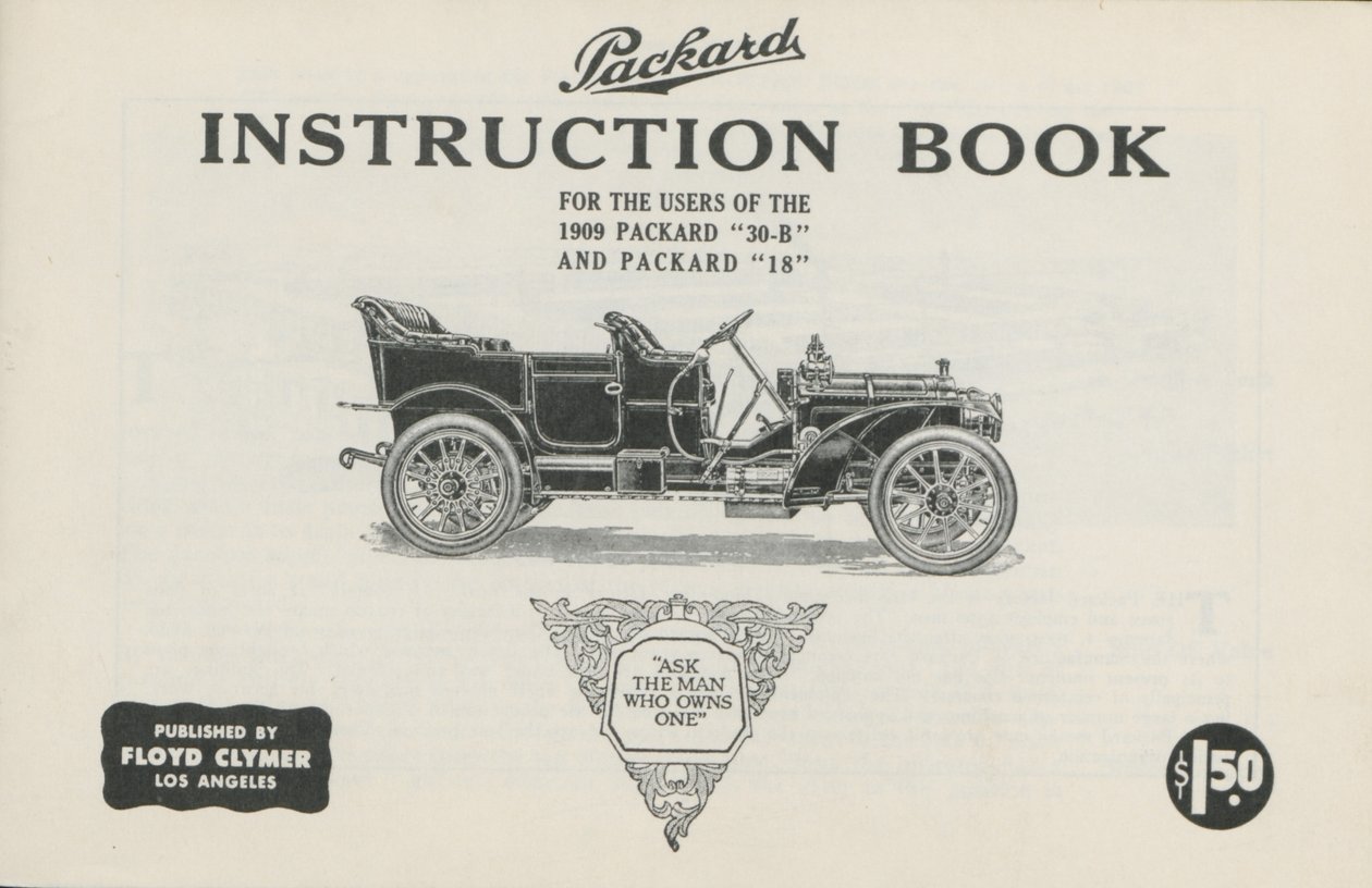 Packard Instruktionsbok för användare av 1909 Packard 30-B och Packard 18, 1909 av American School