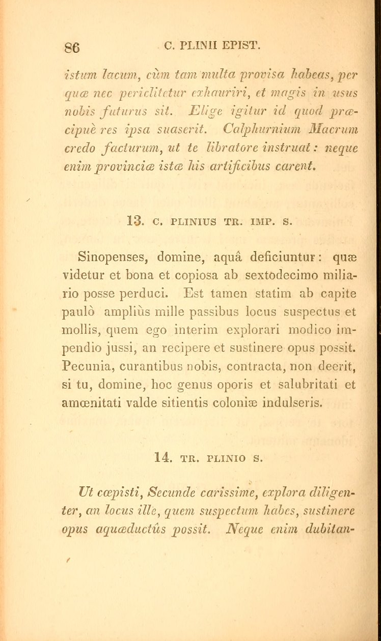Sida från "Select letters of Plinius the Younger", Bok X, publicerad Boston av American School