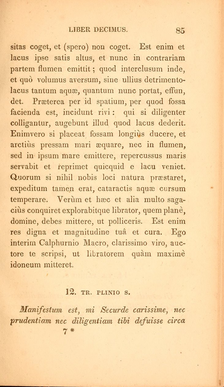 Sida från "Select letters of Plinius the Younger", Bok X, publicerad Boston av American School