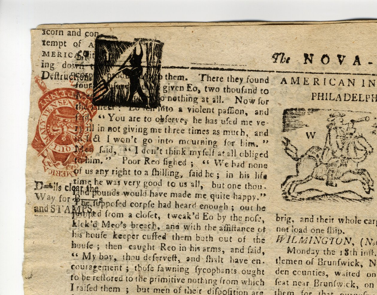 Sida från Halifax Gazette, eller The Weekly Adviser", Nova Scotia, 12-19 december, 1765 av American School