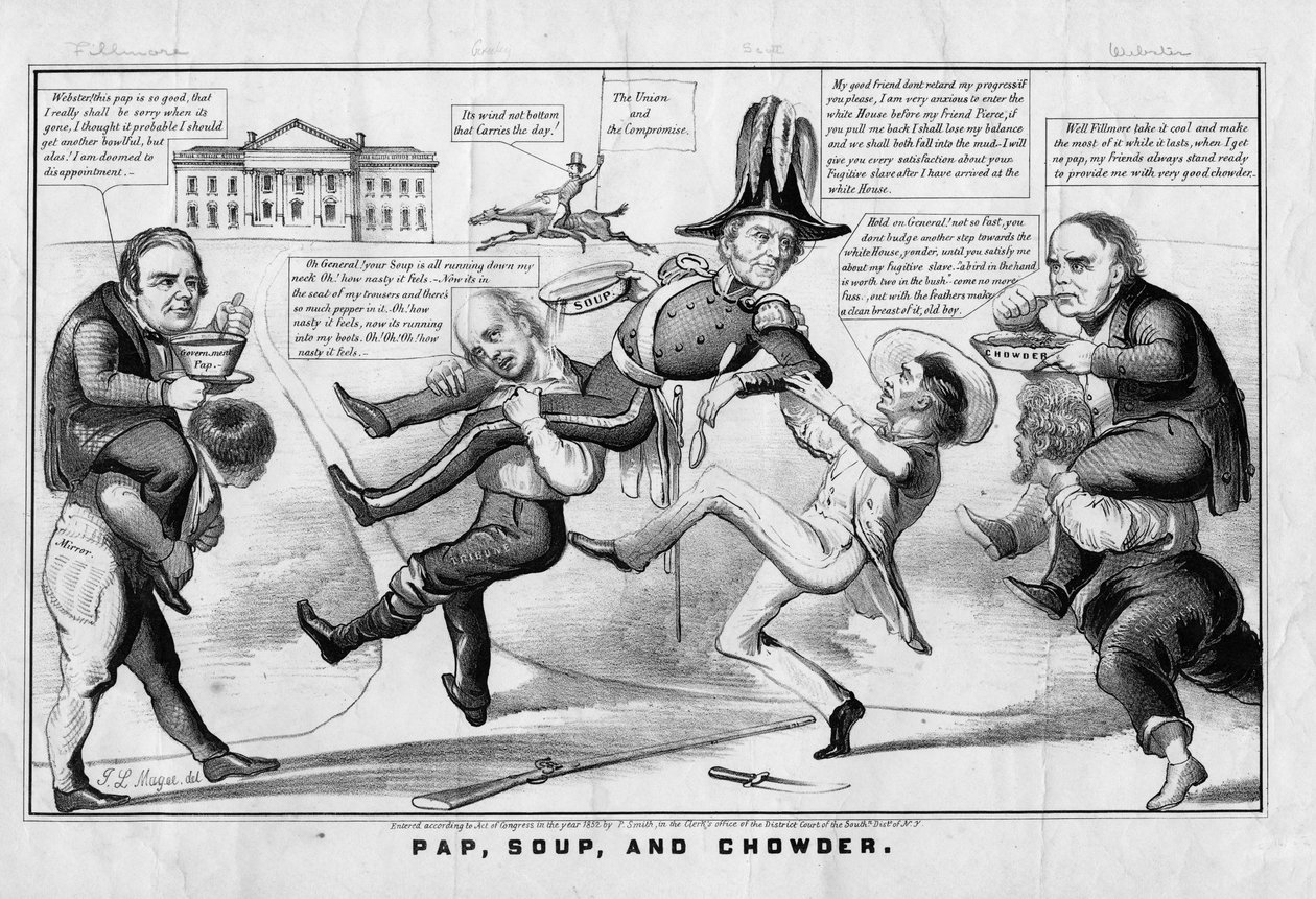 Pap, soppa och chowder, publicerad av Currier & Ives, New York, 1852 av American School
