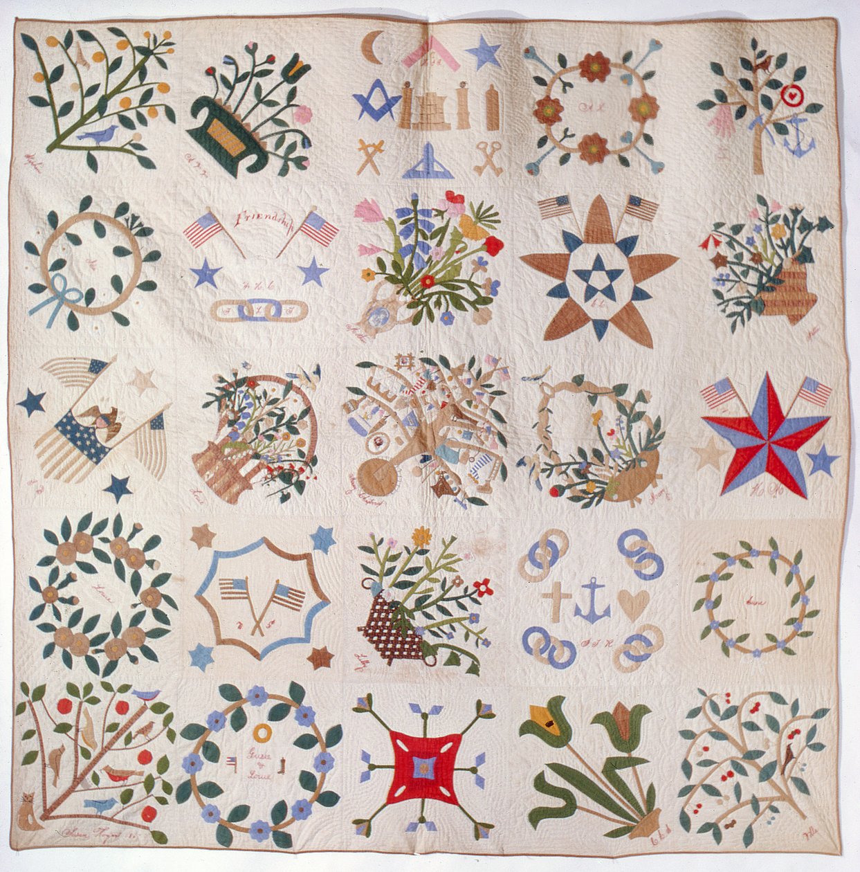 Patriot and Flower quilt, ca 1860 (bomull) av American School