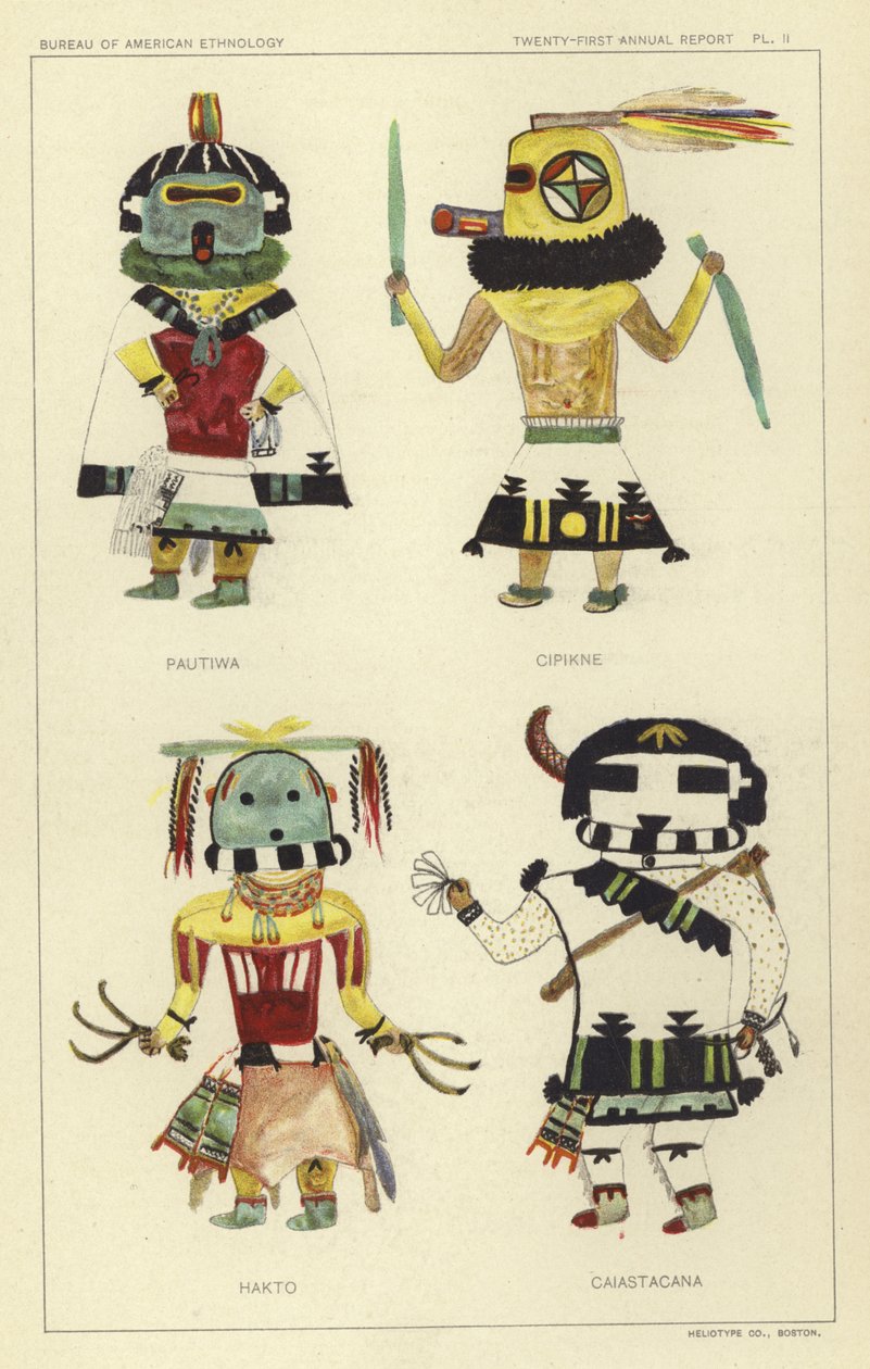 Pautiwa, Cipikne, Hakto, Caiastacana (färglitografi) av American School