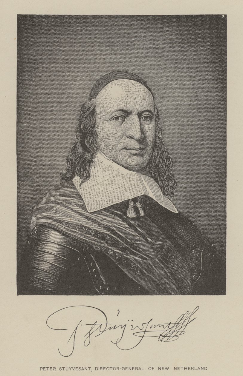 Peter Stuyvesant, generaldirektör för Nya Nederländerna (litografi) av American School