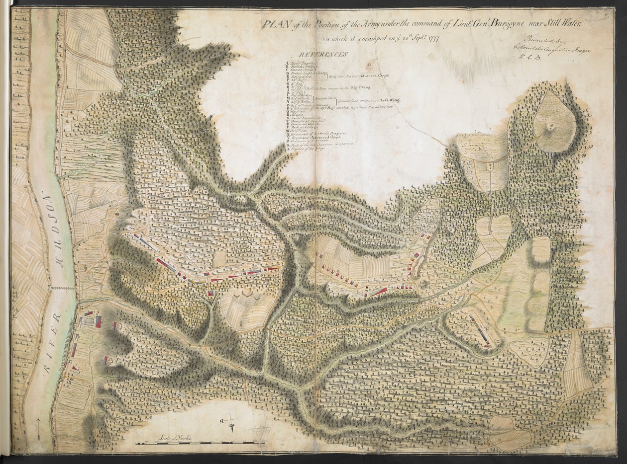 Plan över arméns ställning under befäl av löjt. Genl. Burgoyne nära Still Water, där den slog läger på er. 20 september 1777 av American School