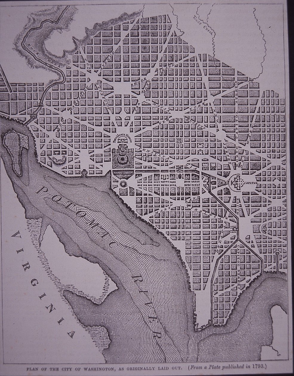 Plan över staden Washington DC som lagts upp av major Pierre Charles L