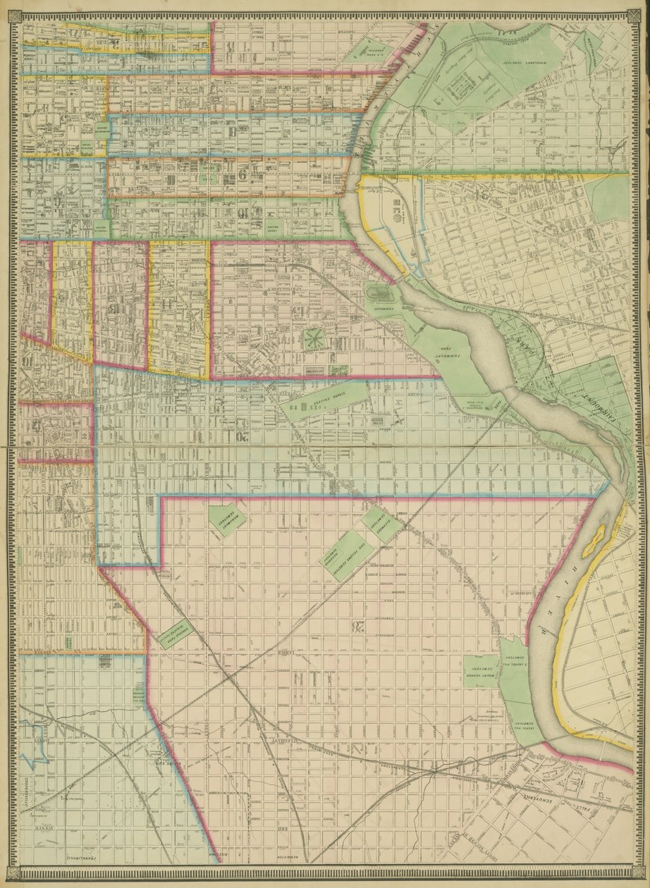 Plåt 5, Karta över hela den inkorporerade staden Philadelphia, 1867 av American School