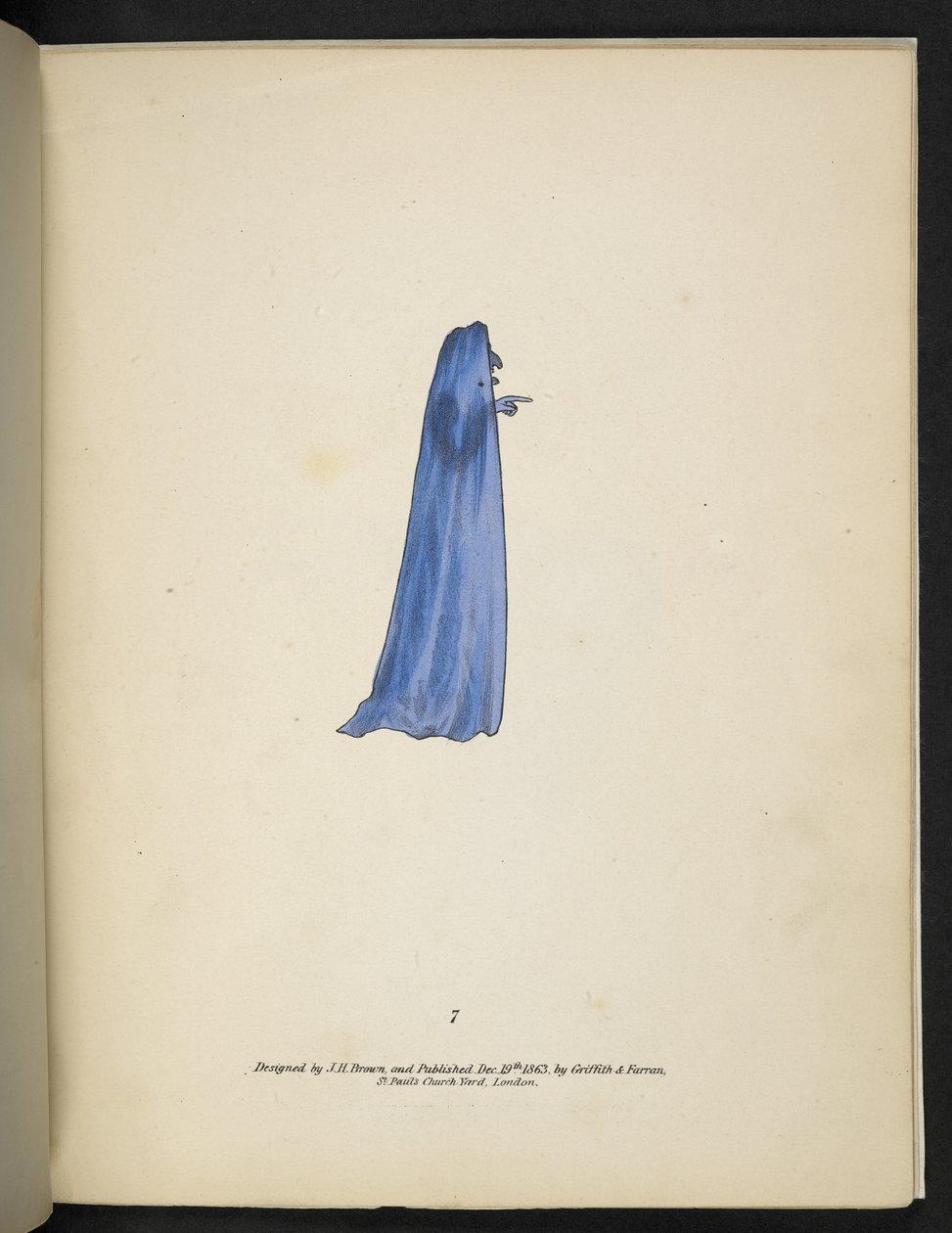Tallrik 7. Ett spöke i blått.  Spectropia; eller, överraskande spektrala illusioner som visar spöken överallt, och av vilken färg som helst, etc. ser. 1.  J H. Brun  1864 av American School
