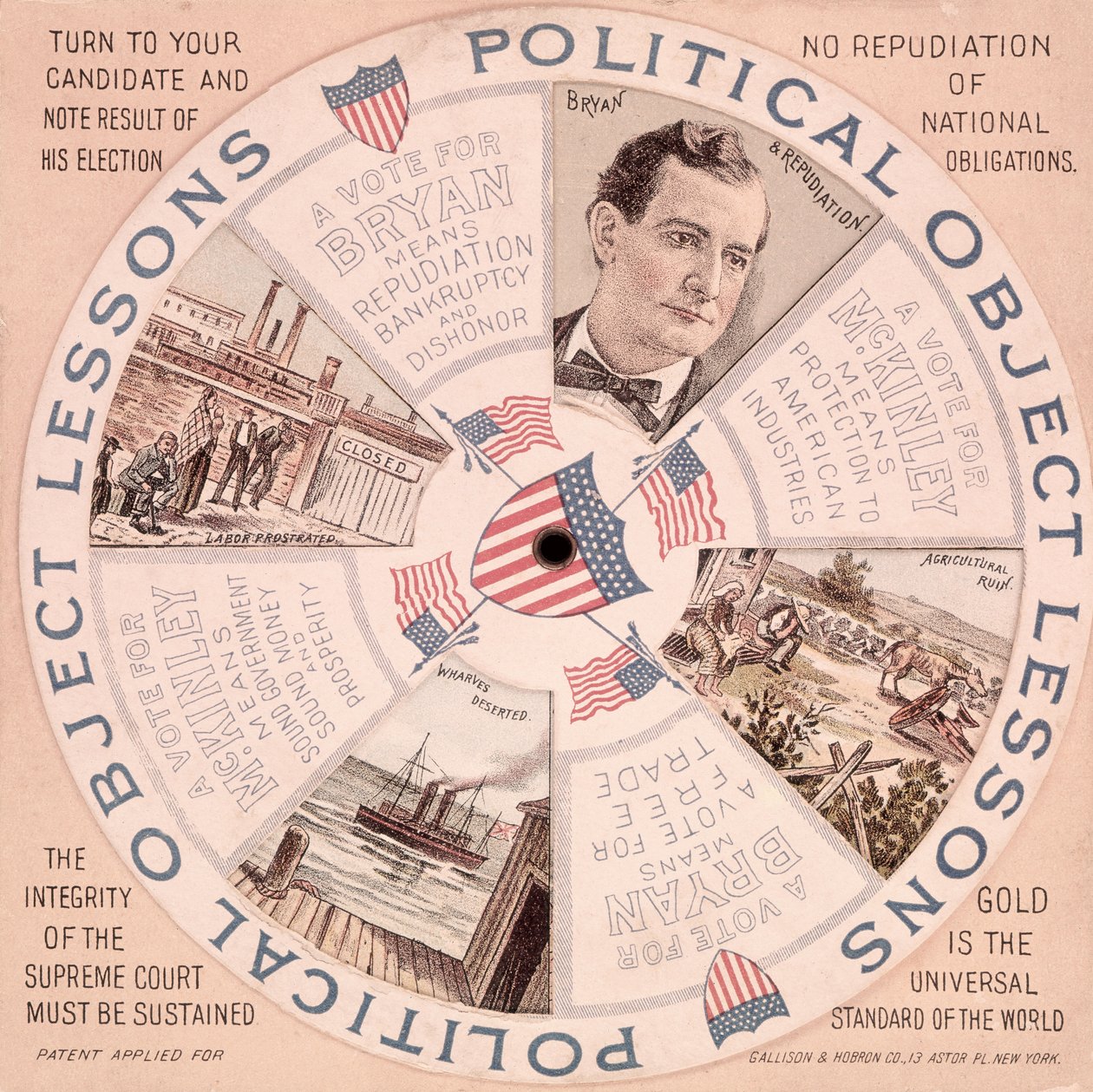 Political Object Lessons, Amerikansk presidentkampanjaffisch för William McKinley (1843-1901) c.1897 av American School