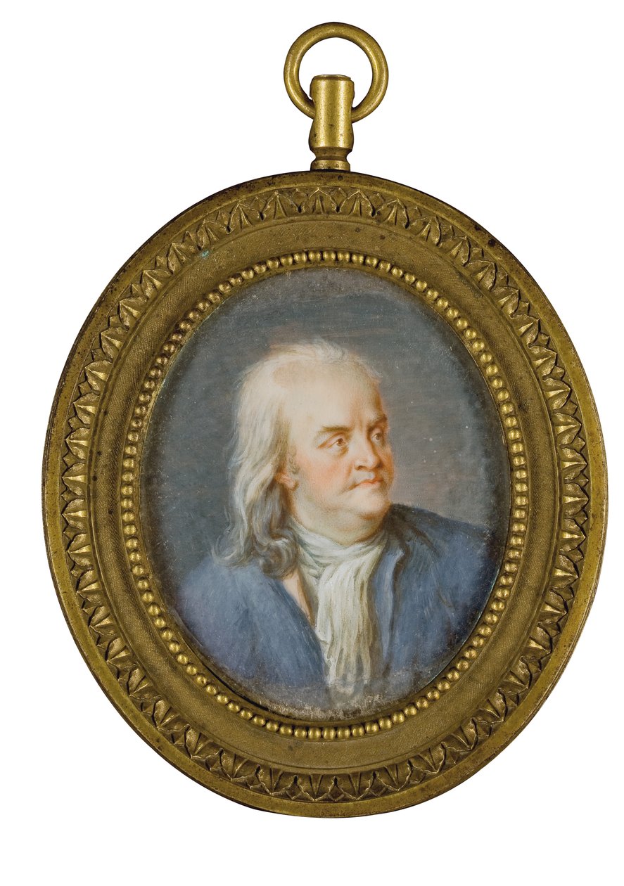 Porträttminiatyr av Benjamin Franklin av American School