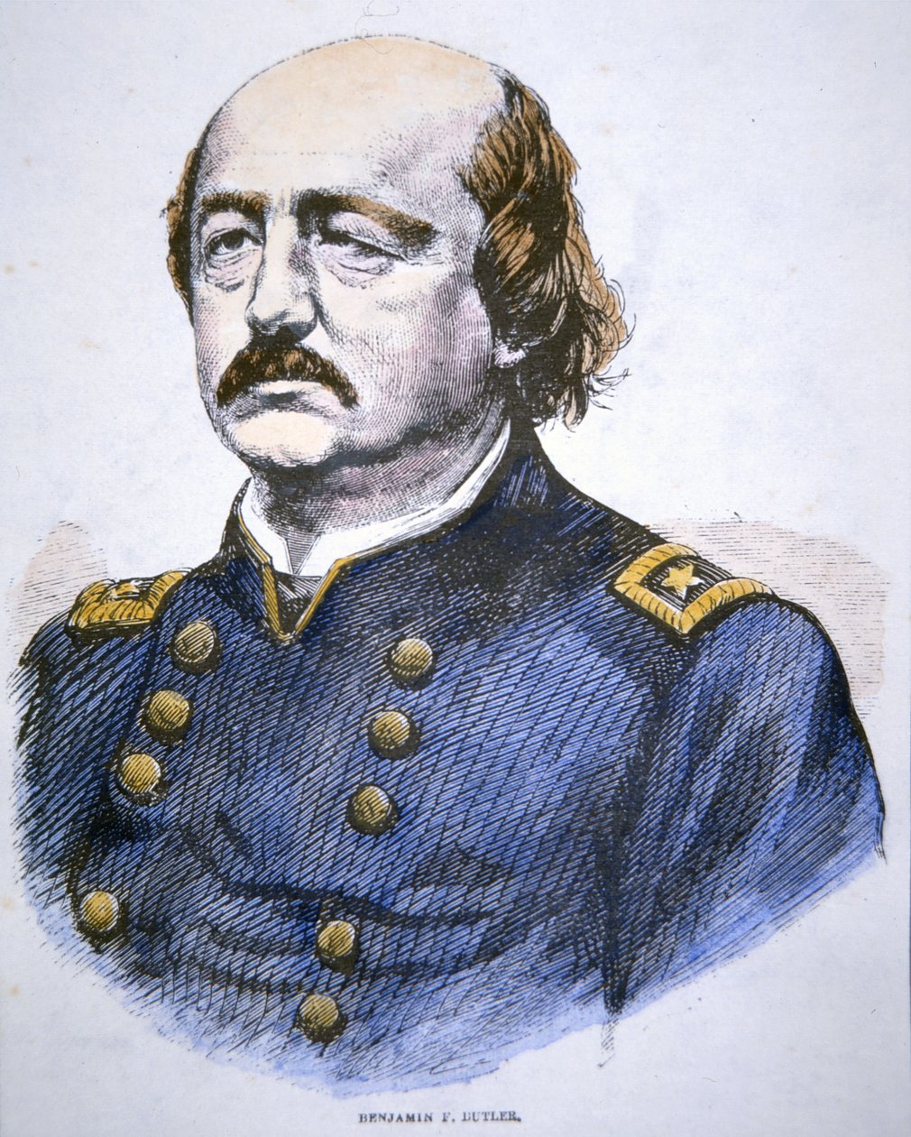 Porträtt av Benjamin F. Butler (lito i färg) av American School
