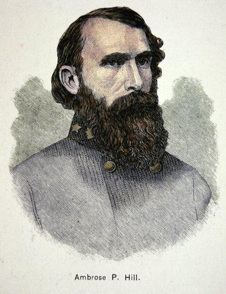 Porträtt av general Ambrose P. Hill (lito i färg) av American School