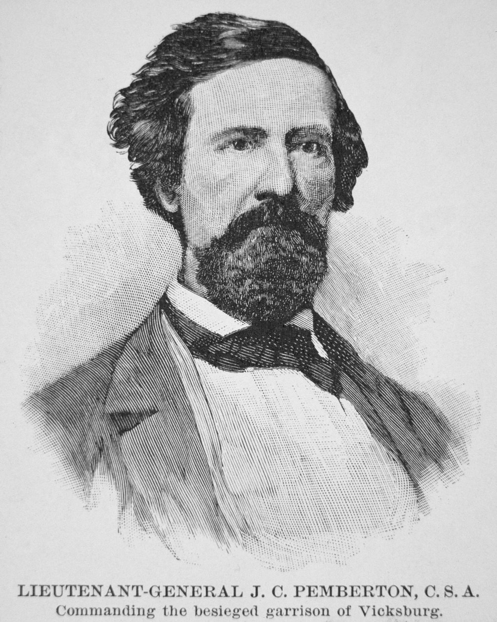 Porträtt av general J.C. Pemberton (1814-81) (litho) av American School