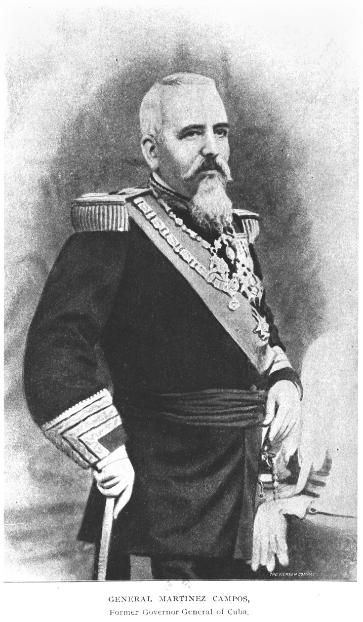 Porträtt av general Martinez Campos (1831-1900) från The Story of Cuba av Murat Halstead, publicerad 1898 av American School