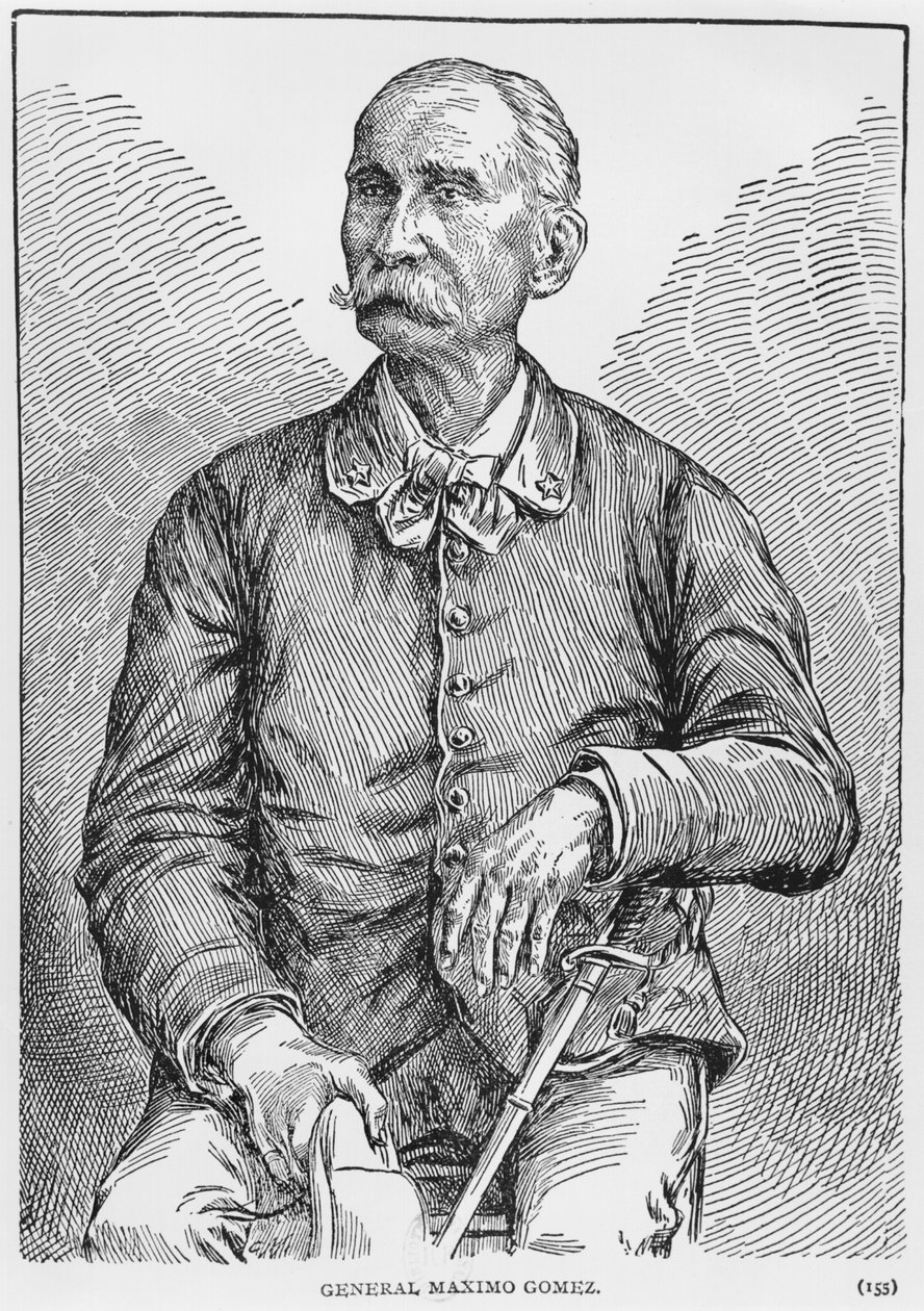 Porträtt av general Maximo Gomez (1836-1905) från The Story of Cuba av Murat Halstead, publicerad 1898 av American School
