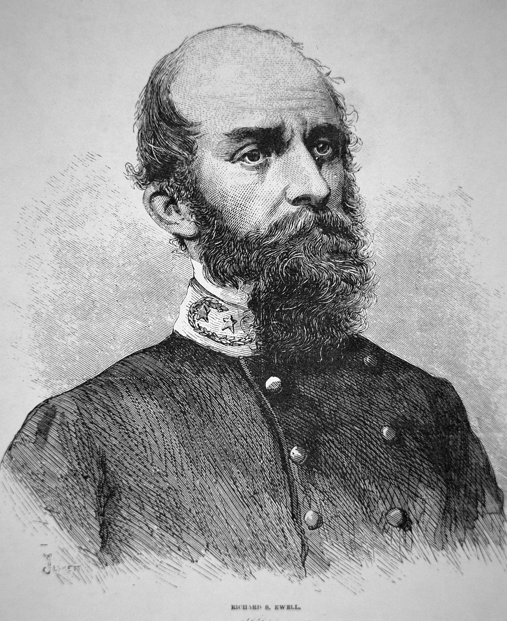 Porträtt av general Richard S. Ewell (litografi) av American School